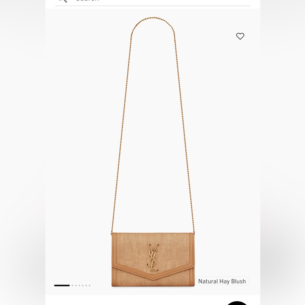 Yves Saint Laurent raffia uptown Wallet on chain